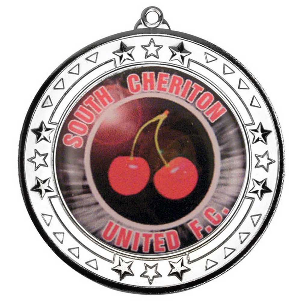 TRI STAR MEDAL (2in CENTRE) SILVER - 2.75in - Optimum Teamwear