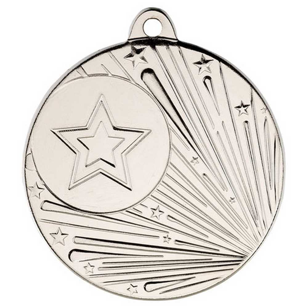 SHOOTING STAR MEDAL (1in CENTRE) SILVER - 2in - Optimum Teamwear