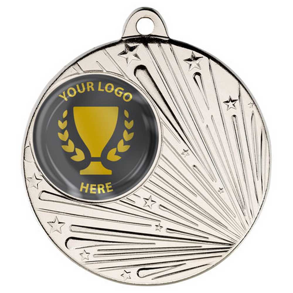 SHOOTING STAR MEDAL (1in CENTRE) SILVER - 2in - Optimum Teamwear