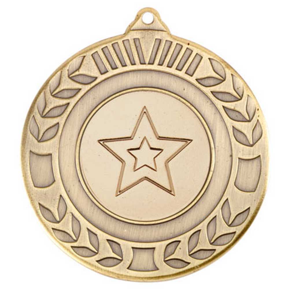 WREATH MEDAL (1in CENTRE) ANTIQUE GOLD - 2in - Optimum Teamwear