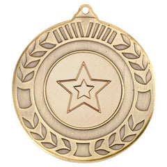 WREATH MEDAL (1in CENTRE) ANTIQUE GOLD - 2in - Optimum Teamwear