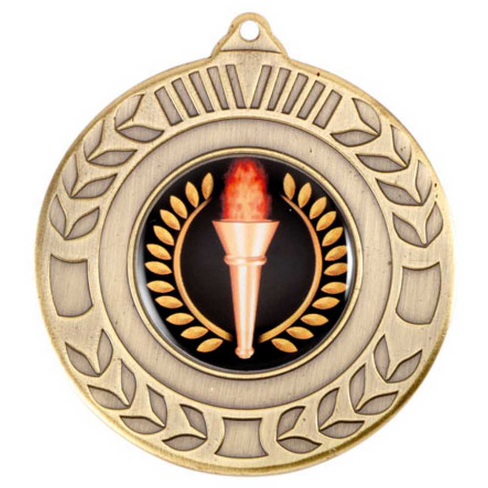 WREATH MEDAL (1in CENTRE) ANTIQUE GOLD - 2in - Optimum Teamwear