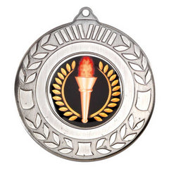 WREATH MEDAL (1in CENTRE) ANTIQUE SILVER - 2in - Optimum Teamwear