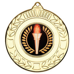 WREATH MEDAL (1in CENTRE) GOLD - 2in - Optimum Teamwear