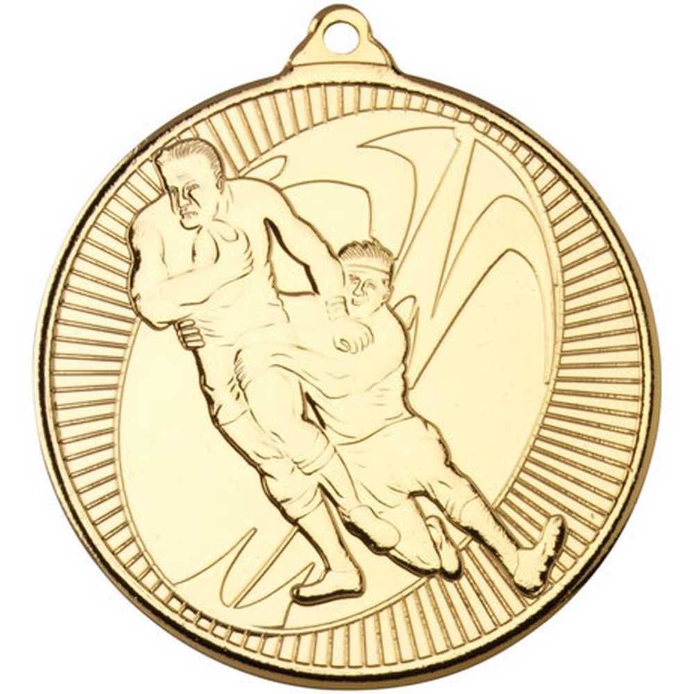 RUGBY 'MULTI LINE' MEDAL GOLD - 2in - Optimum Teamwear