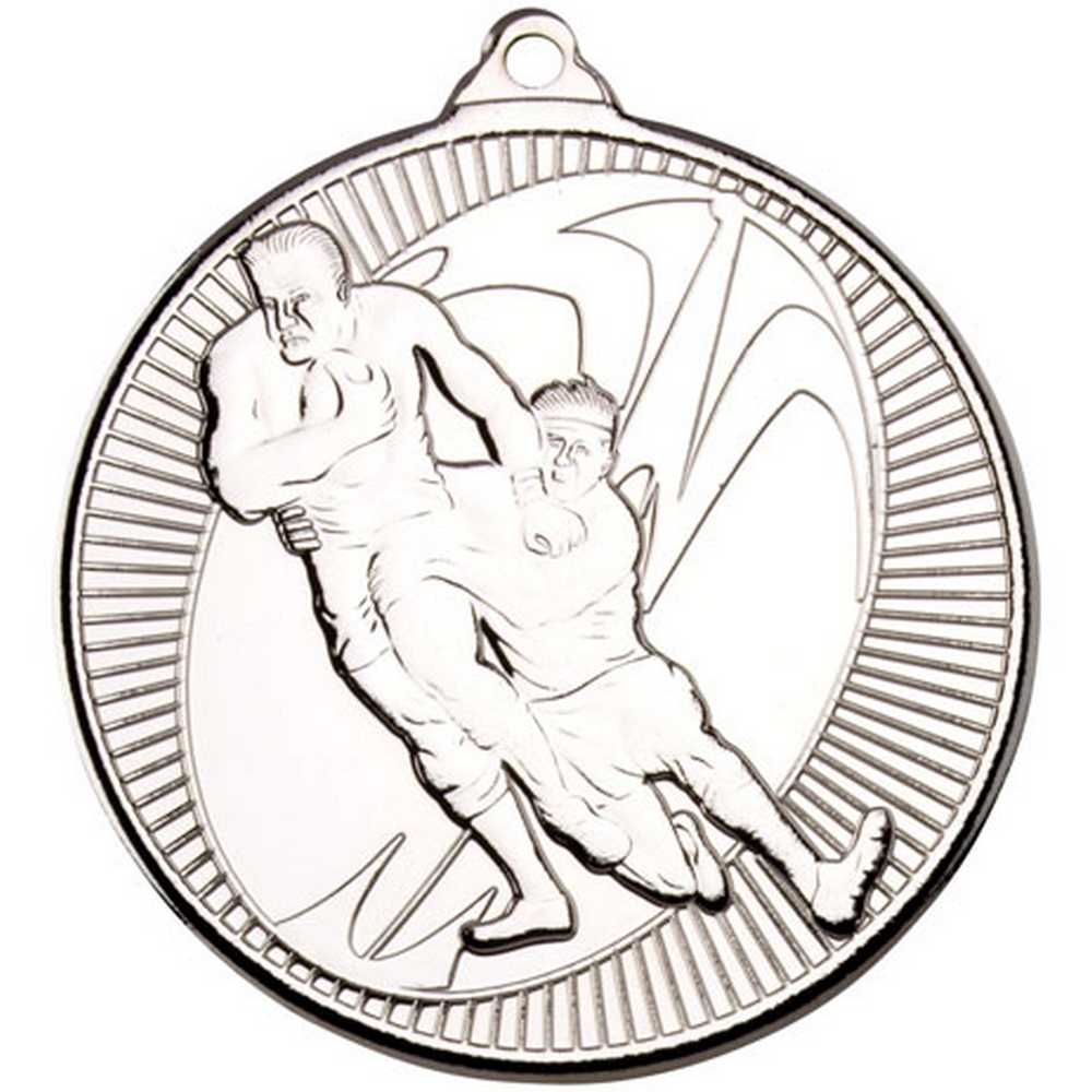 RUGBY 'MULTI LINE' MEDAL SILVER - 2in - Optimum Teamwear
