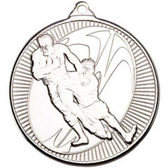 RUGBY 'MULTI LINE' MEDAL SILVER - 2in - Optimum Teamwear