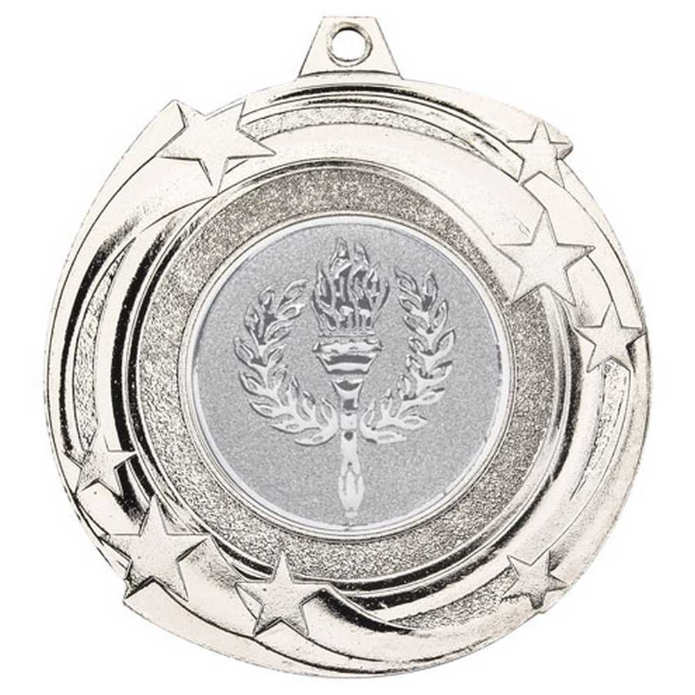 STAR CYCLONE MEDAL (1in CENTRE) SILVER - 2in - Optimum Teamwear