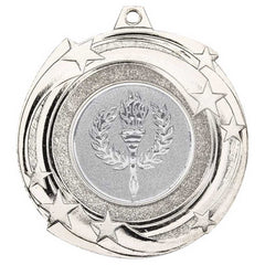 STAR CYCLONE MEDAL (1in CENTRE) SILVER - 2in - Optimum Teamwear