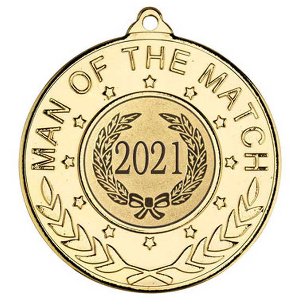 FOOTBALL 'MAN OF THE MATCH' MEDAL (1in CENTRE) - 2in - Optimum Teamwear