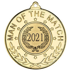 FOOTBALL 'MAN OF THE MATCH' MEDAL (1in CENTRE) - 2in - Optimum Teamwear