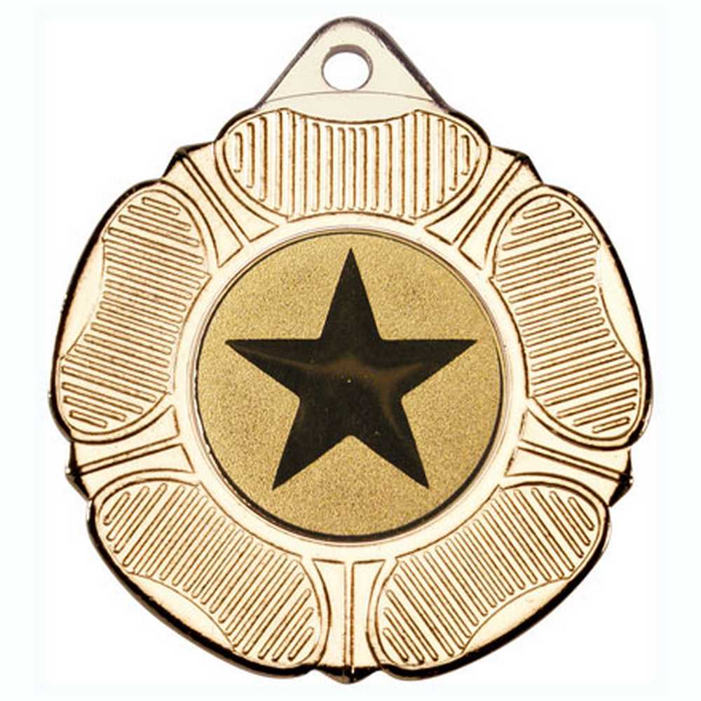 TUDOR ROSE MEDAL (1in CENTRE) GOLD - 2in - Optimum Teamwear