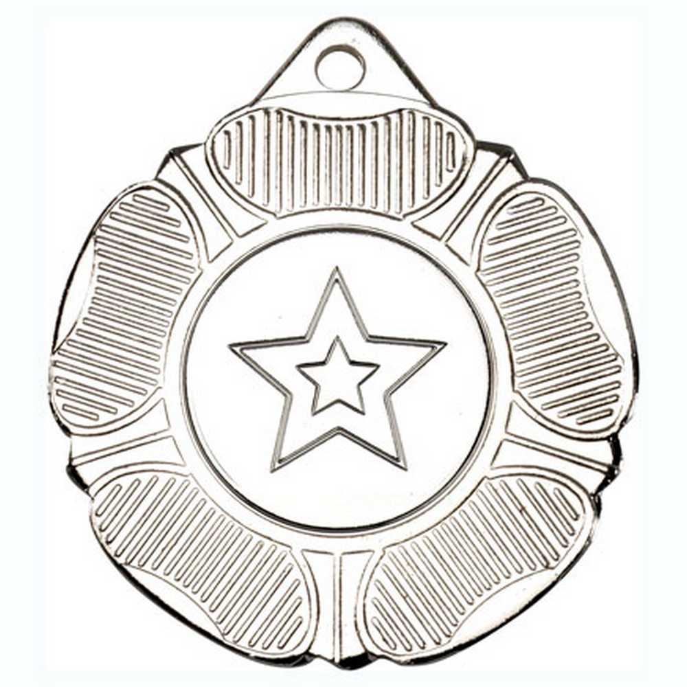 TUDOR ROSE MEDAL (1in CENTRE) SILVER - 2in - Optimum Teamwear