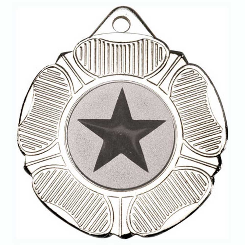 TUDOR ROSE MEDAL (1in CENTRE) SILVER - 2in - Optimum Teamwear