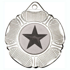 TUDOR ROSE MEDAL (1in CENTRE) SILVER - 2in - Optimum Teamwear