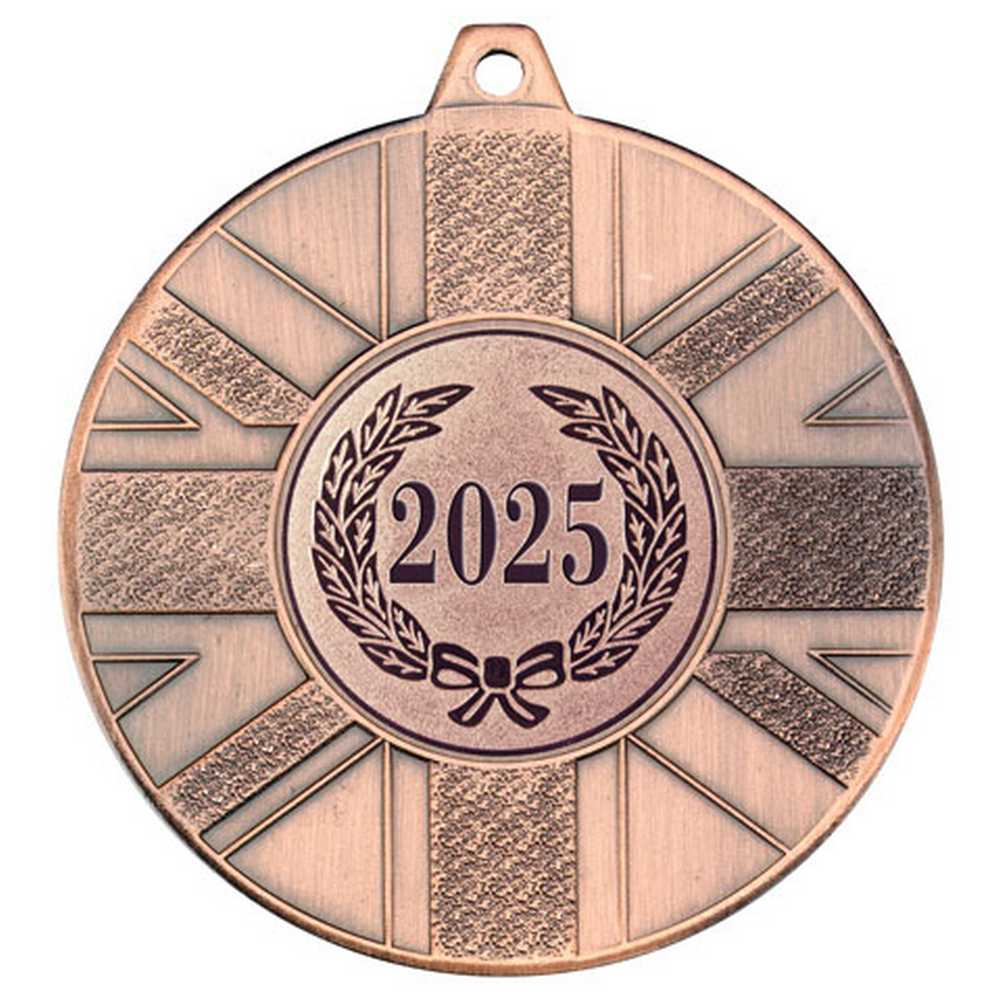 UNION FLAG MEDAL (1in CENTRE) BRONZE - 2in - Optimum Teamwear