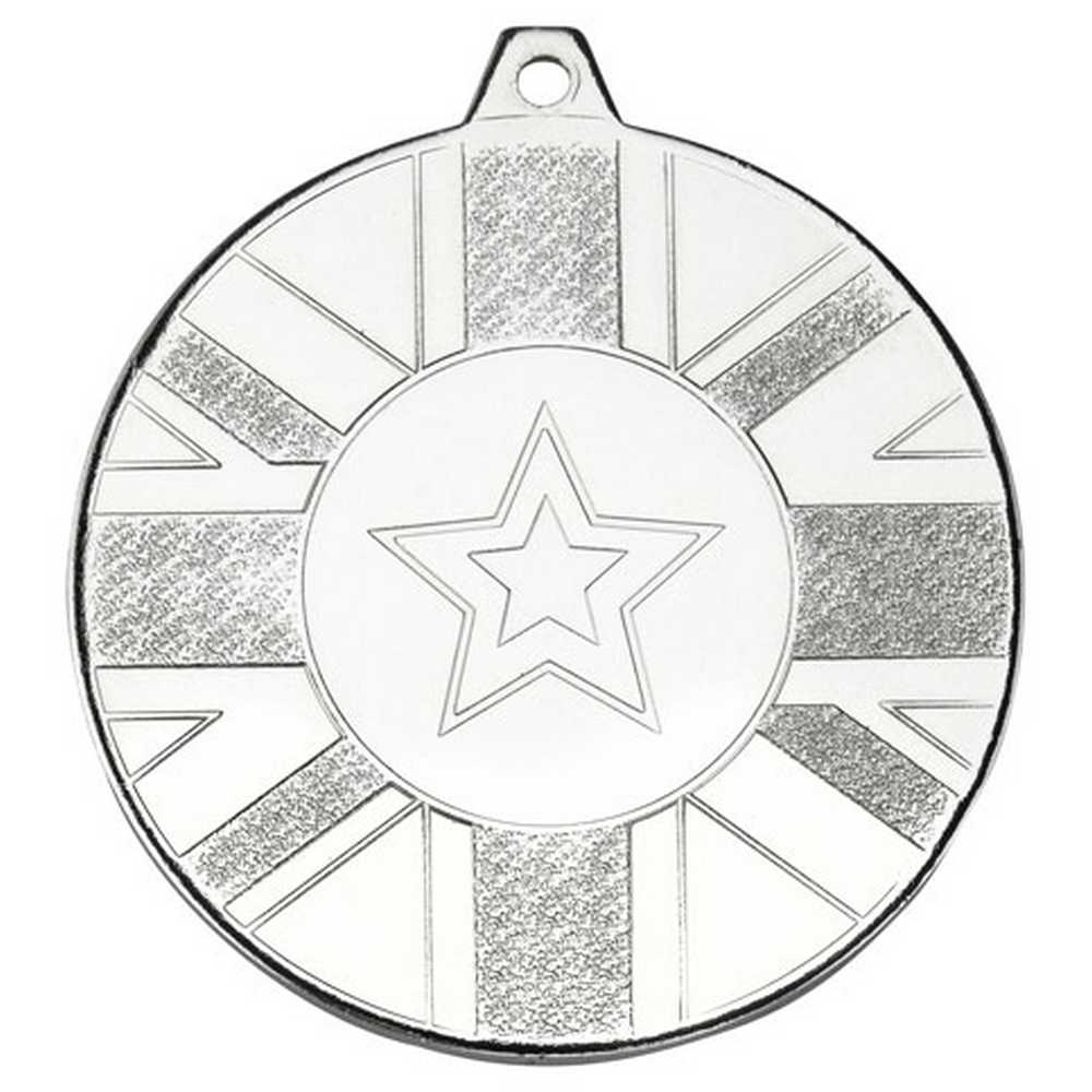 UNION FLAG MEDAL (1in CENTRE) SILVER - 2in - Optimum Teamwear