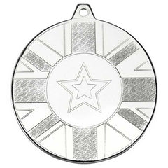 UNION FLAG MEDAL (1in CENTRE) SILVER - 2in - Optimum Teamwear