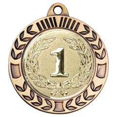 WREATH MEDAL EXTRA THICK (2in CENTRE) ANTIQUE GOLD - 2.75in