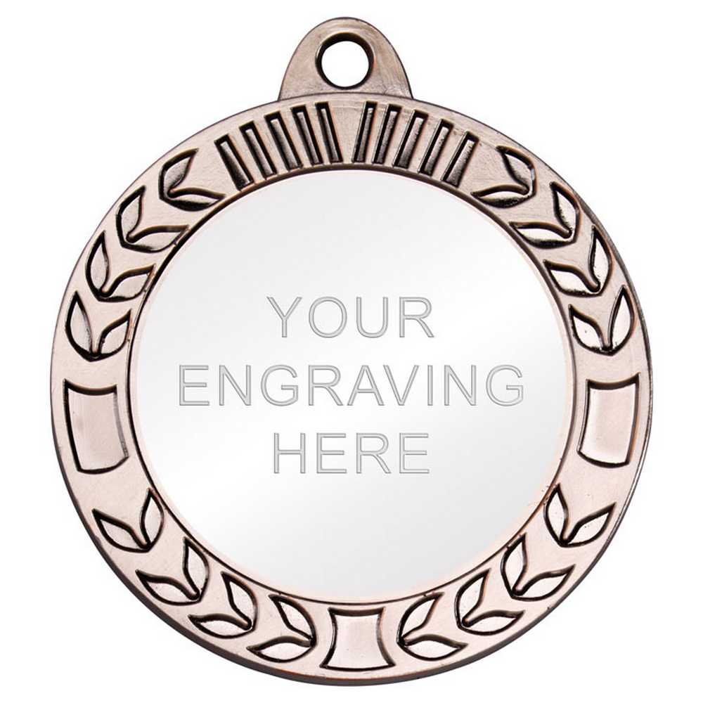 WREATH MEDAL EXTRA THICK (2in CENTRE) ANTIQUE SILVER - 2.75in