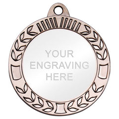 WREATH MEDAL EXTRA THICK (2in CENTRE) ANTIQUE SILVER - 2.75in