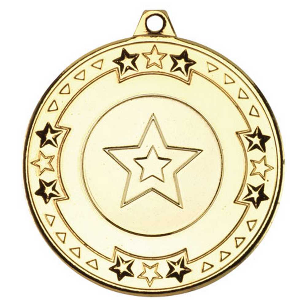 TRI STAR MEDAL (1in CENTRE) GOLD - 2in - Optimum Teamwear