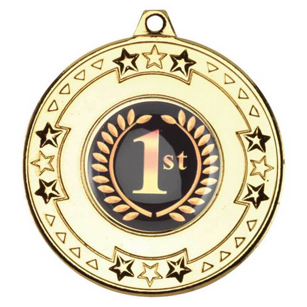 TRI STAR MEDAL (1in CENTRE) GOLD - 2in - Optimum Teamwear