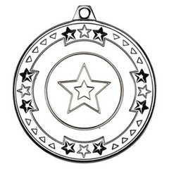 TRI STAR MEDAL (1in CENTRE) SILVER - 2in - Optimum Teamwear