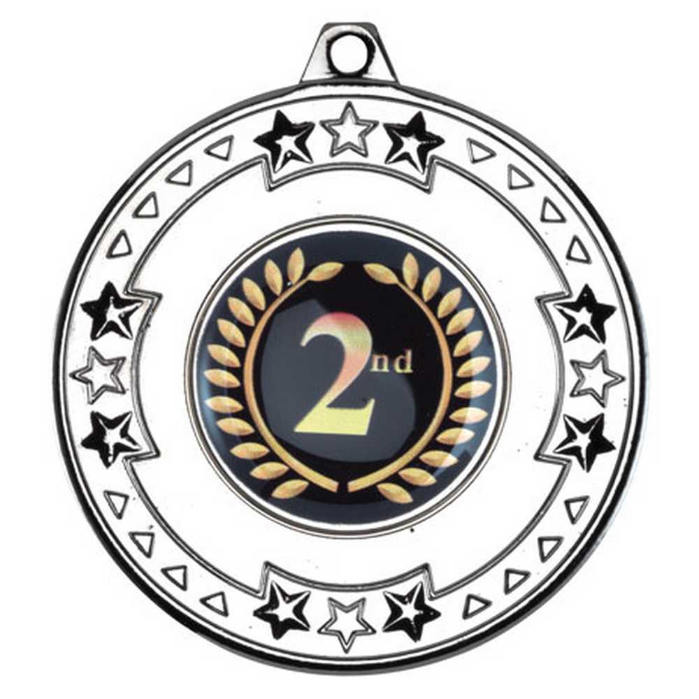 TRI STAR MEDAL (1in CENTRE) SILVER - 2in - Optimum Teamwear