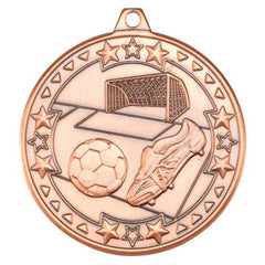FOOTBALL TRI STAR MEDAL BRONZE - 2in - Optimum Teamwear