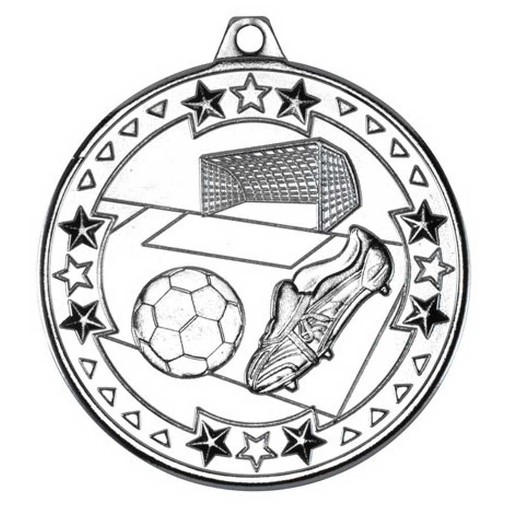 FOOTBALL TRI STAR MEDAL SILVER - 2in - Optimum Teamwear