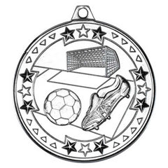 FOOTBALL TRI STAR MEDAL SILVER - 2in - Optimum Teamwear
