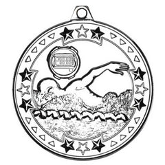 SWIMMING TRI STAR MEDAL SILVER - 2in - Optimum Teamwear