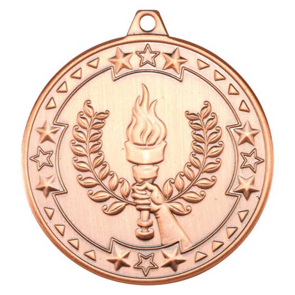 VICTORY TORCH TRI STAR MEDAL - BRONZE 2in - Optimum Teamwear