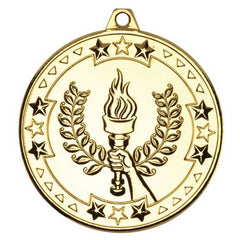 VICTORY TORCH TRI STAR MEDAL - GOLD 2in - Optimum Teamwear