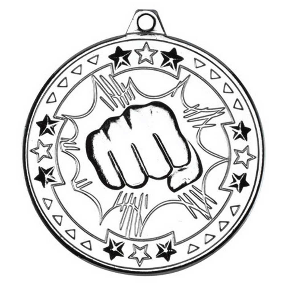 MARTIAL ARTS TRI STAR MEDAL SILVER - 2in - Optimum Teamwear