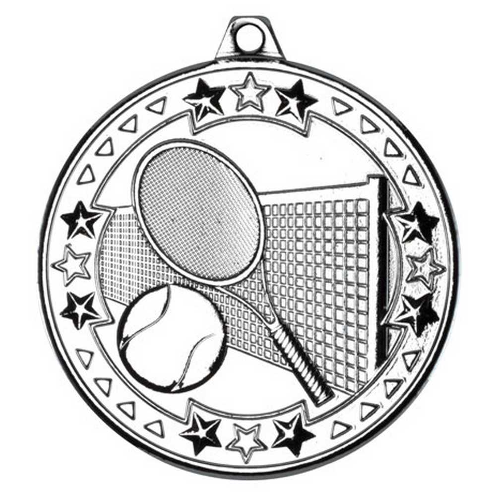 TENNIS TRI STAR MEDAL SILVER - 2in - Optimum Teamwear