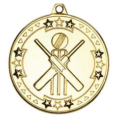 CRICKET TRI STAR MEDAL GOLD - 2in - Optimum Teamwear