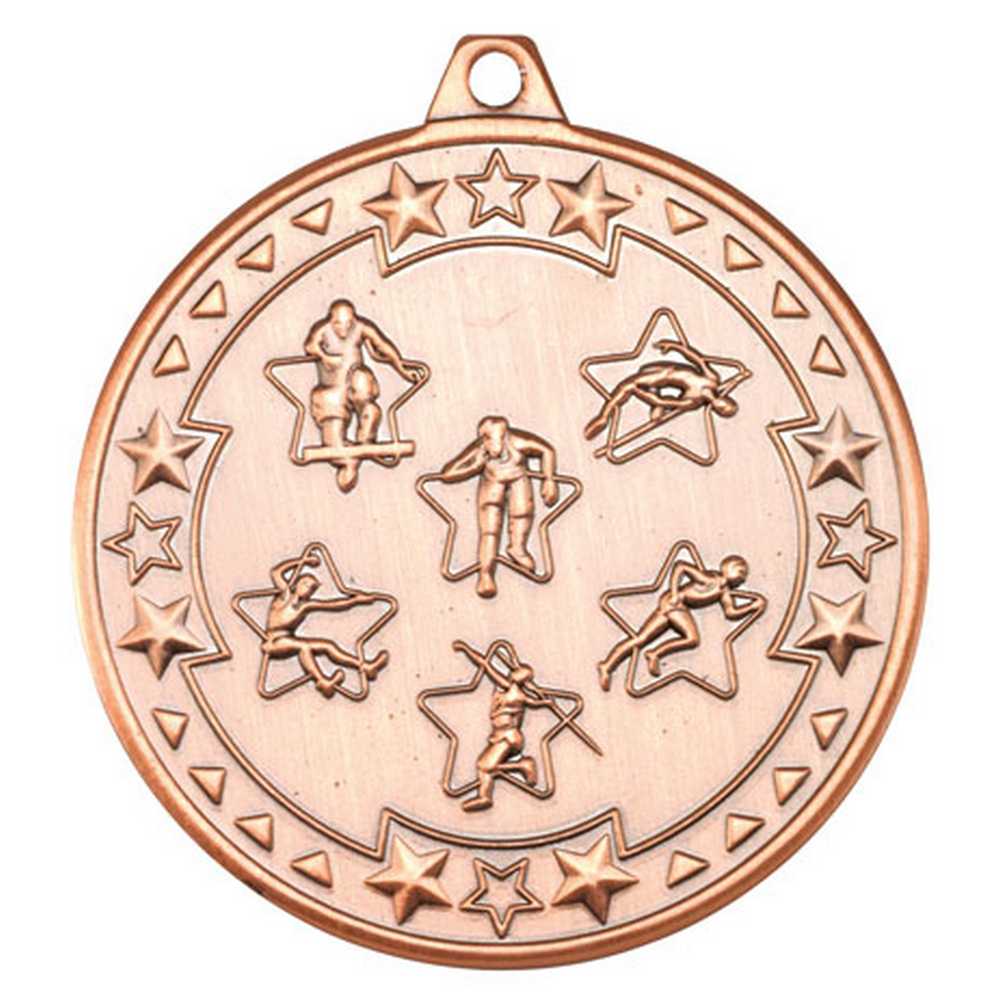 MULTI ATHLETICS TRI STAR MEDAL BRONZE - 2in - Optimum Teamwear