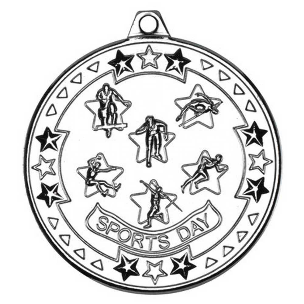 SPORTS DAY TRI STAR MEDAL SILVER - 2in - Optimum Teamwear