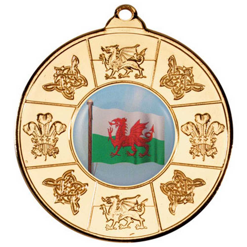 WALES MEDAL (1in CENTRE) GOLD - 2in - Optimum Teamwear