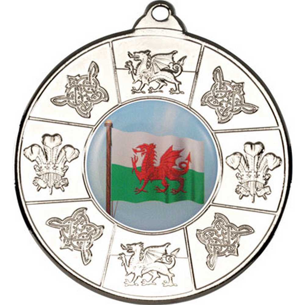 WALES MEDAL (1in CENTRE) SILVER - 2in - Optimum Teamwear