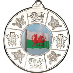 WALES MEDAL (1in CENTRE) SILVER - 2in - Optimum Teamwear