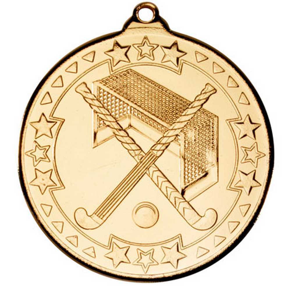 HOCKEY TRI STAR MEDAL GOLD - 2in - Optimum Teamwear