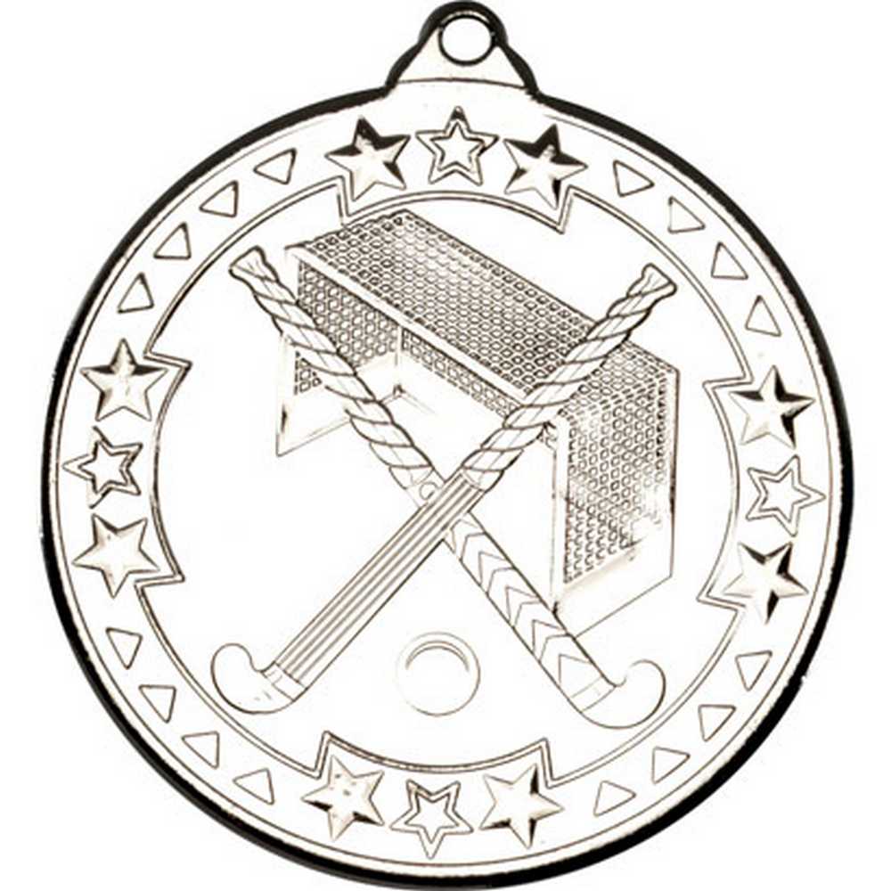 HOCKEY TRI STAR MEDAL SILVER - 2in - Optimum Teamwear