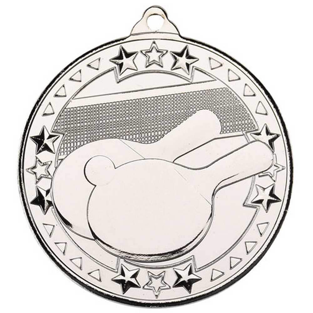 TABLE TENNIS TRI STAR MEDAL SILVER - 2in - Optimum Teamwear
