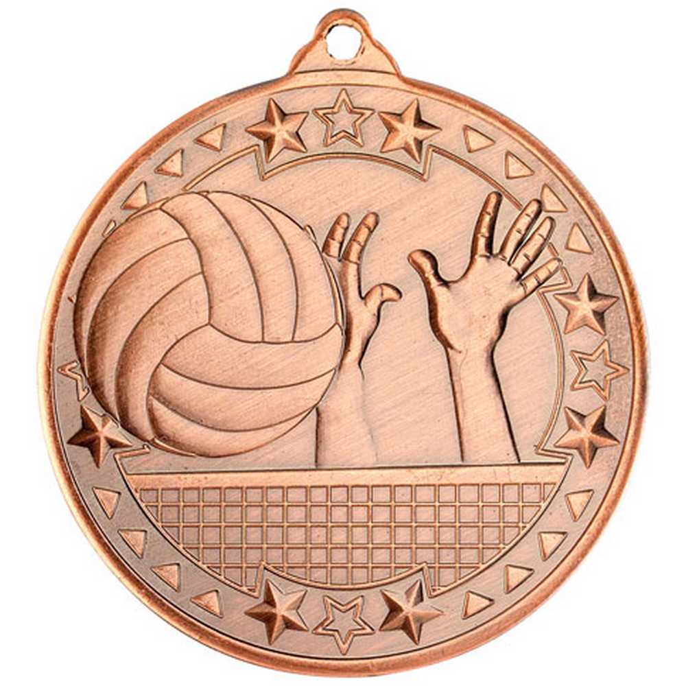 VOLLEYBALL TRI STAR MEDAL BRONZE - 2in - Optimum Teamwear