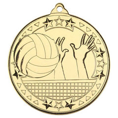VOLLEYBALL TRI STAR MEDAL GOLD - 2in - Optimum Teamwear