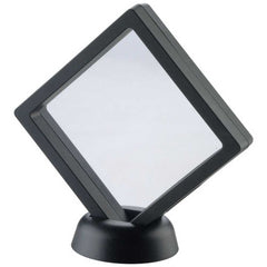 BLACK/CLEAR PLASTIC MEDAL BOX WITH STAND (FOR 50mm MEDAL) - 5in