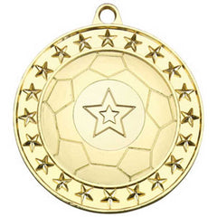FOOTBALL MEDAL LARGE (1in CENTRE) GOLD - 2.75in